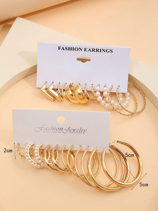 Shein 11 pares de pendientes de aro con diseño retorcido y decoración - Quierox - Tienda Online