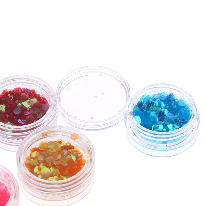 Shein 12 Botellas Arte en Uñas 3mm Brillo Redondo Brillante Lentebrilla Copos Colores Mixtos - Quierox - Tienda Online