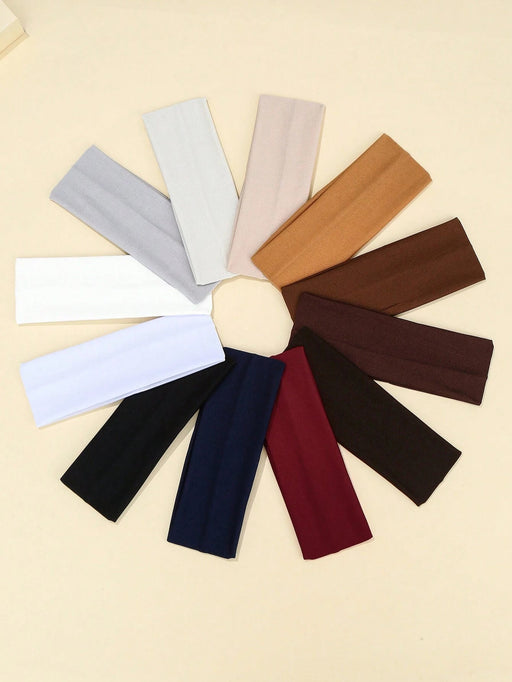 Shein 12 diademas de moda sólidas, cintas para el sudor, accesorios para el cabello - Quierox - Tienda Online