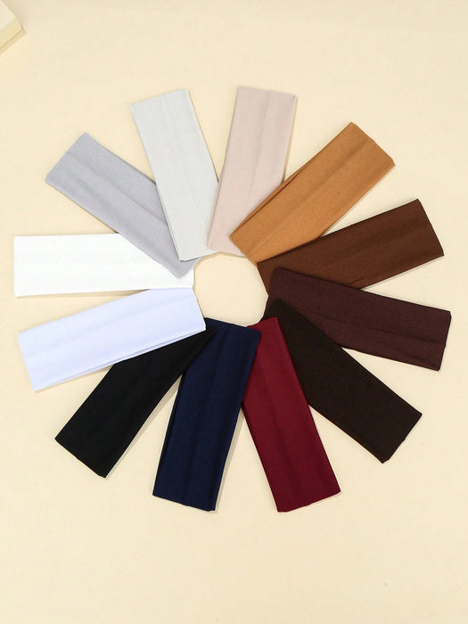Shein 12 diademas de moda sólidas, cintas para el sudor, accesorios para el cabello - Quierox - Tienda Online