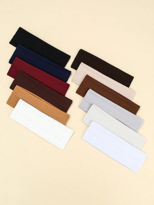 Shein 12 diademas de moda sólidas, cintas para el sudor, accesorios para el cabello - Quierox - Tienda Online