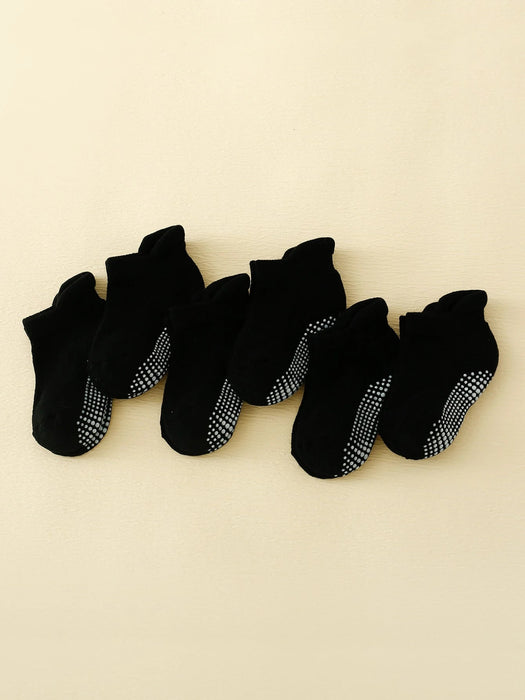 Shein 12 pares de calcetines negros antideslizantes gruesos para niños - Quierox - Tienda Online