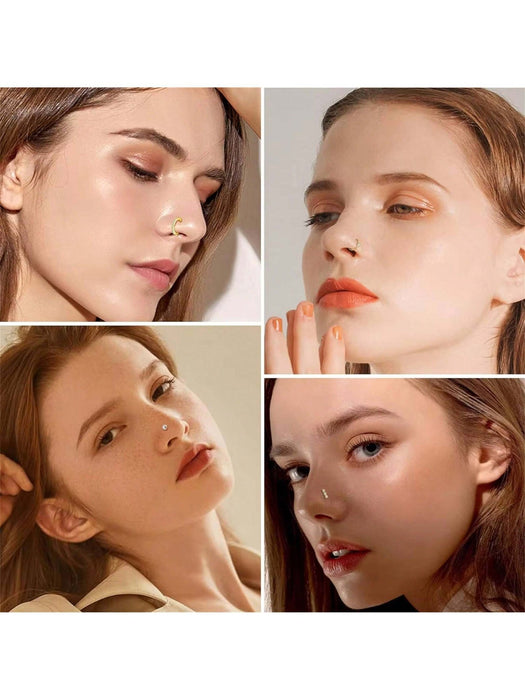 SHEIN 12 PIEZAS Anillos de nariz de acero inoxidable para mujeres y hombres - Quierox - Tienda Online