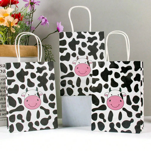 SHEIN 12 piezas Bolsa de regalo de papel en forma de mano con patrón de vaca de dibujos - Quierox - Tienda Online