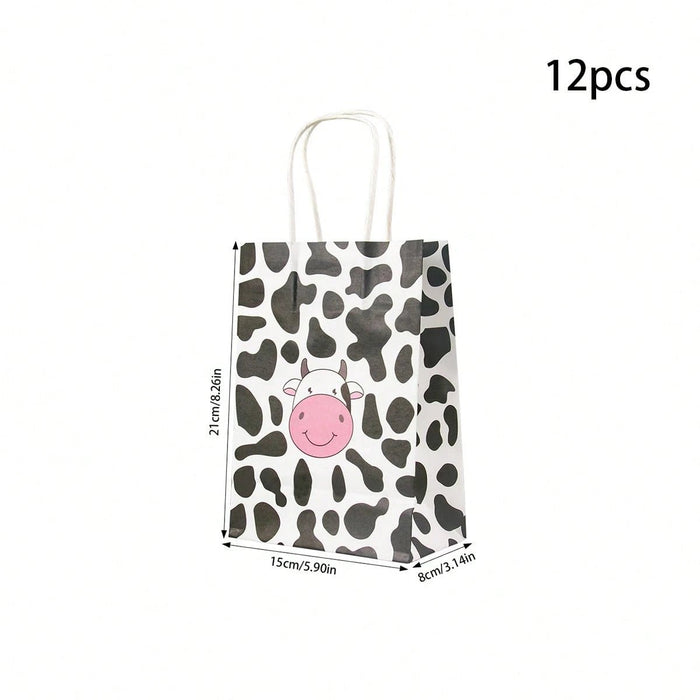 SHEIN 12 piezas Bolsa de regalo de papel en forma de mano con patrón de vaca de dibujos - Quierox - Tienda Online
