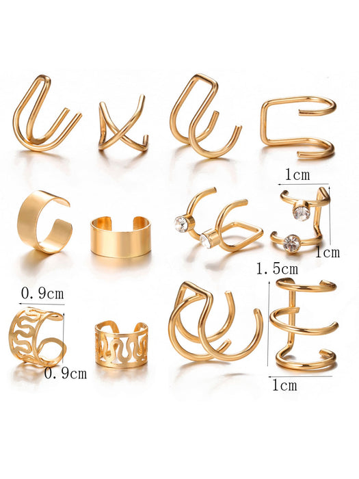 Shein 12 piezas/set pendientes de Clip de cartílago de manguito de oreja Clip de oreja pendientes de cartílago - Quierox - Tienda Online