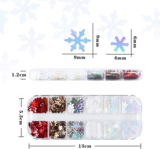 SHEIN 12 rejillas de copos de nieve para arte de uñas con purpurina para Navidad - Quierox - Tienda Online