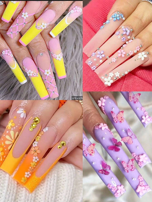 SHEIN 12 Rejillas Decoración de arte de uñas 3D Flor Estilo Y2K - Quierox - Tienda Online