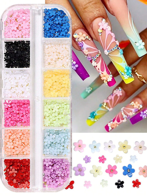 SHEIN 12 Rejillas Decoración de arte de uñas 3D Flor Estilo Y2K - Quierox - Tienda Online