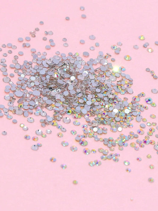 Shein 12 rejillas/caja multicolor de fondo plano con diamantes de imitación para decoración de uñas - Quierox - Tienda Online