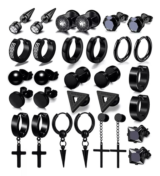 SHEIN 15 Pares Aretes Pendientes Hombre De Acero Inoxidable - Quierox - Tienda Online