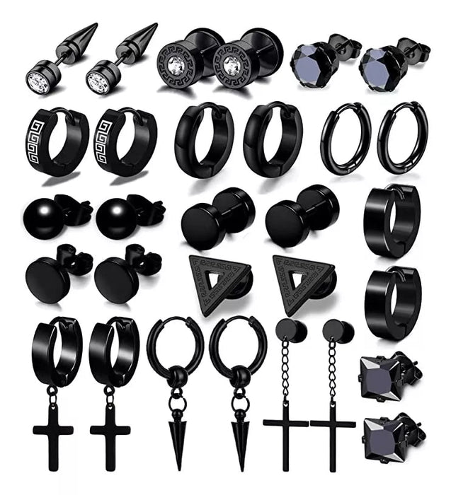 SHEIN 15 Pares Aretes Pendientes Hombre De Acero Inoxidable - Quierox - Tienda Online