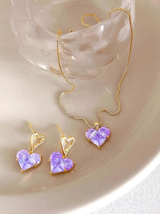 Shein 17KM 3 piezas de pendientes y collar con colgante de amor - Quierox - Tienda Online