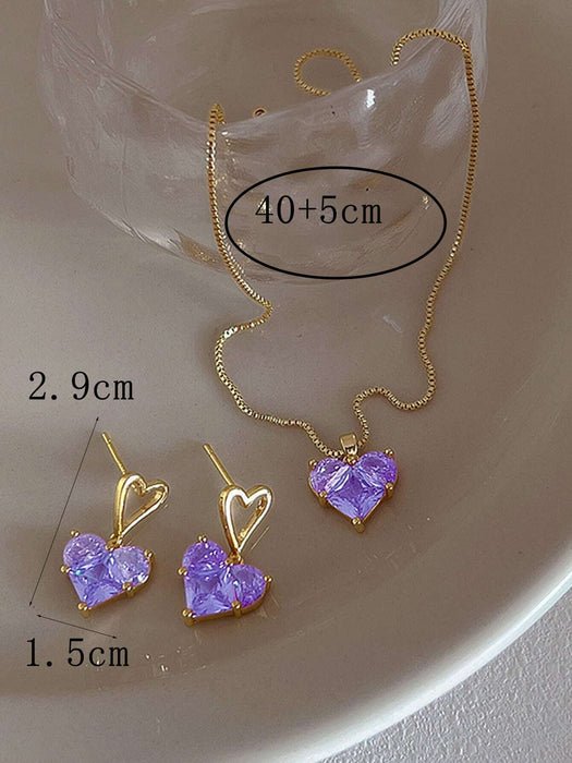 Shein 17KM 3 piezas de pendientes y collar con colgante de amor - Quierox - Tienda Online
