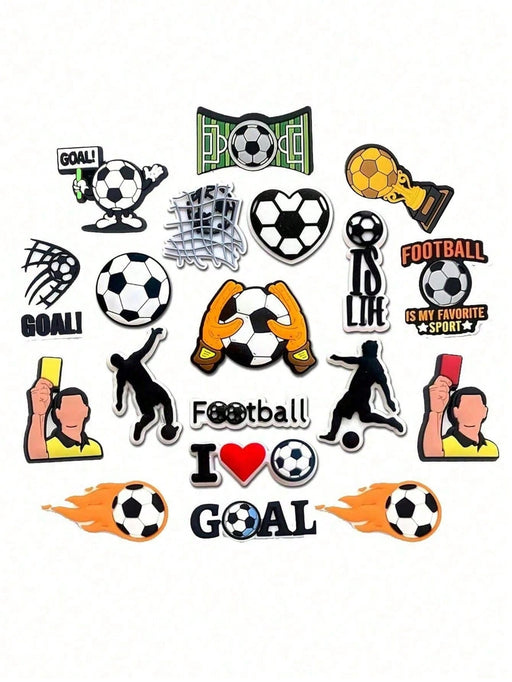 Shein 19 piezas de adornos decorativos para zapatos de la serie Fútbol para zuecos - Quierox - Tienda Online