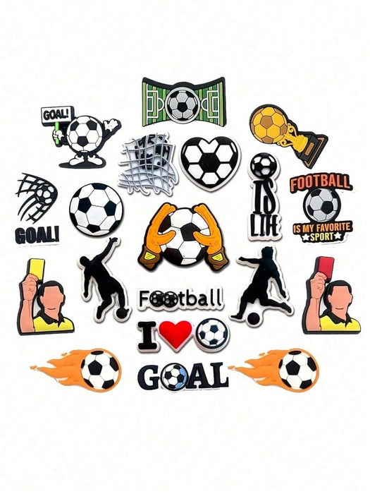 Shein 19 piezas de adornos decorativos para zapatos de la serie Fútbol para zuecos - Quierox - Tienda Online