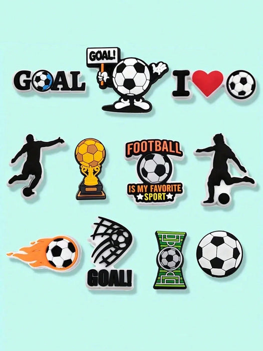 Shein 19 piezas de adornos decorativos para zapatos de la serie Fútbol para zuecos - Quierox - Tienda Online