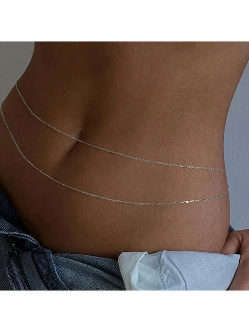 Shein 1PC Minimalista Playa Bikini Cuerpo Cadena Cadena de Ombligo Encanto Ajustable - Quierox - Tienda Online