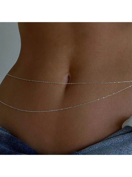 Shein 1PC Minimalista Playa Bikini Cuerpo Cadena Cadena de Ombligo Encanto Ajustable - Quierox - Tienda Online