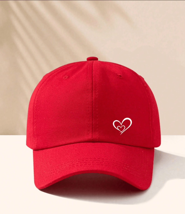 SHEIN 1pcs Gorra de béisbol unisex con estampado de corazón, visera ajustable - Quierox - Tienda Online