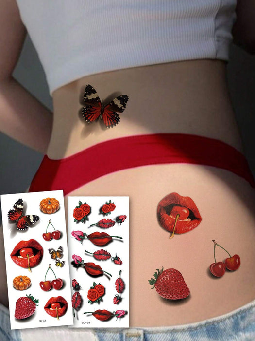 SHEIN 2 hojas Tatuajes temporales de arte corporal de gran tamaño para mujeres - Quierox - Tienda Online