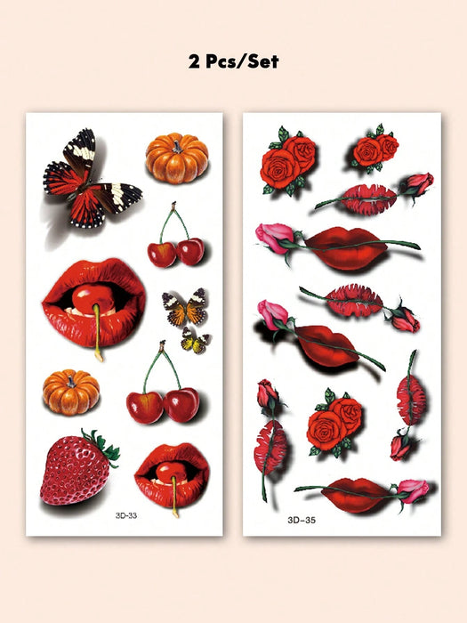 SHEIN 2 hojas Tatuajes temporales de arte corporal de gran tamaño para mujeres - Quierox - Tienda Online