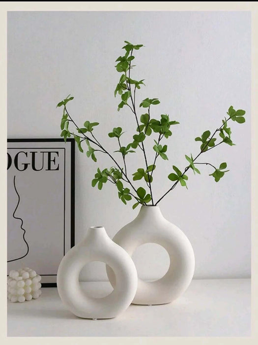 Shein 2 jarrones redondos de plástico blanco decorativo para arreglos florales - Quierox - Tienda Online