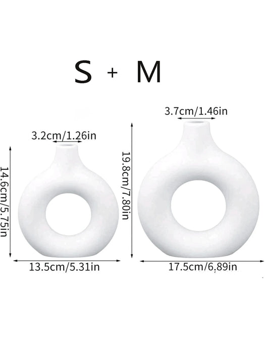 Shein 2 jarrones redondos de plástico blanco decorativo para arreglos florales - Quierox - Tienda Online