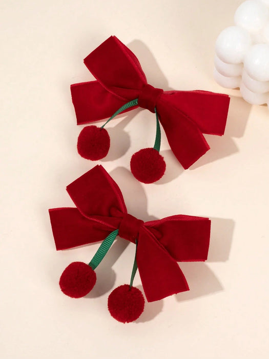 SHEIN 2 lazos para el cabello de cereza para niñas, pinzas de cocodrilo - Quierox - Tienda Online