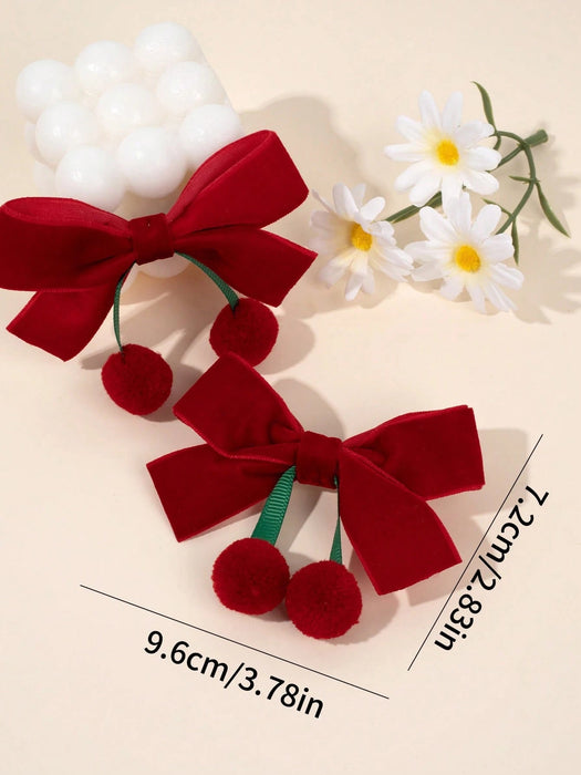 SHEIN 2 lazos para el cabello de cereza para niñas, pinzas de cocodrilo - Quierox - Tienda Online