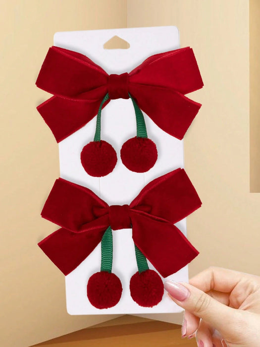 SHEIN 2 lazos para el cabello de cereza para niñas, pinzas de cocodrilo - Quierox - Tienda Online