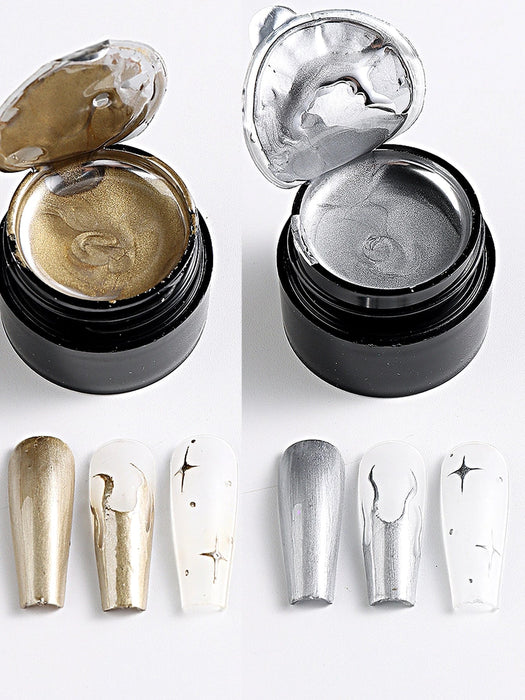 SHEIN 2 paquetes de gel metálico dorado y plateado de 5 ml para decoración de uñas - Quierox - Tienda Online