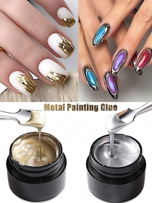 SHEIN 2 paquetes de gel metálico dorado y plateado de 5 ml para decoración de uñas - Quierox - Tienda Online
