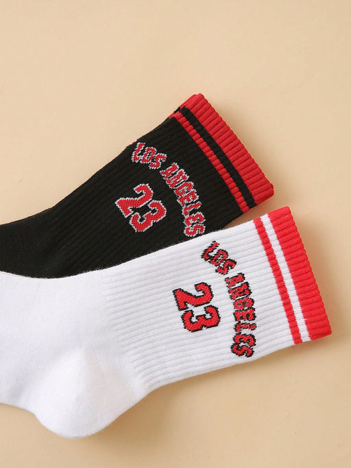 SHEIN 2 pares de calcetines de mujer con estampado de letras para uso diario. - Quierox - Tienda Online