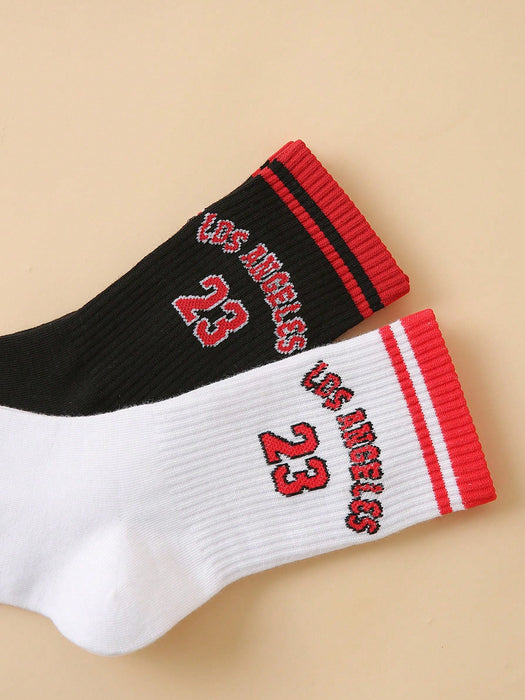 SHEIN 2 pares de calcetines de mujer con estampado de letras para uso diario. - Quierox - Tienda Online