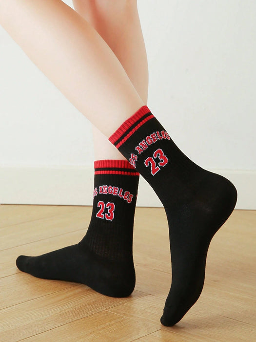 SHEIN 2 pares de calcetines de mujer con estampado de letras para uso diario. - Quierox - Tienda Online
