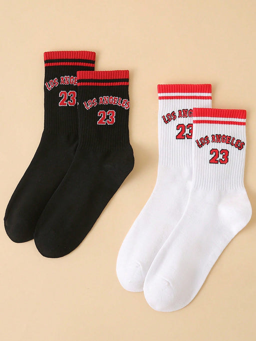 SHEIN 2 pares de calcetines de mujer con estampado de letras para uso diario. - Quierox - Tienda Online