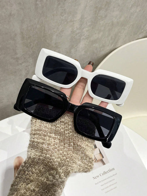 Shein 2 pares de gafas con montura cuadrada de plástico en blanco y negro - Quierox - Tienda Online