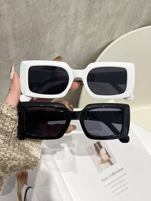 Shein 2 pares de gafas con montura cuadrada de plástico en blanco y negro - Quierox - Tienda Online