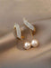 Shein 2 pares de pendientes elegantes con perlas falsas e incrustaciones de rhinestones - Quierox - Tienda Online