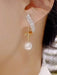Shein 2 pares de pendientes elegantes con perlas falsas e incrustaciones de rhinestones - Quierox - Tienda Online