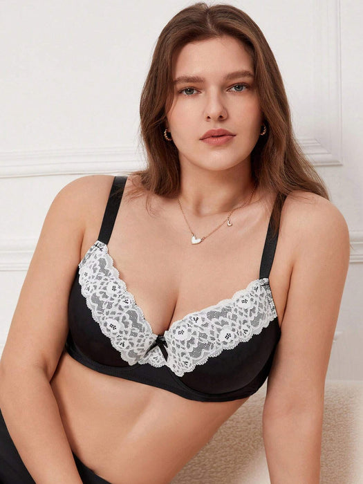 Shein 2 pares de Sujetador con aros y encaje en contraste DesireSculpt Plus - Quierox - Tienda Online