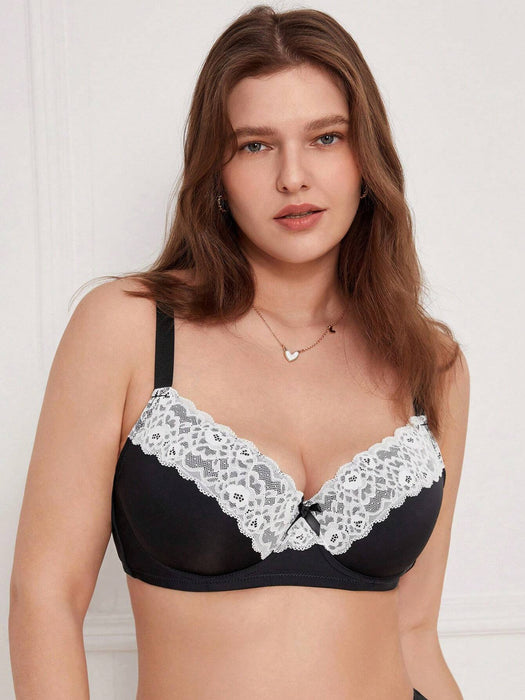 Shein 2 pares de Sujetador con aros y encaje en contraste DesireSculpt Plus - Quierox - Tienda Online