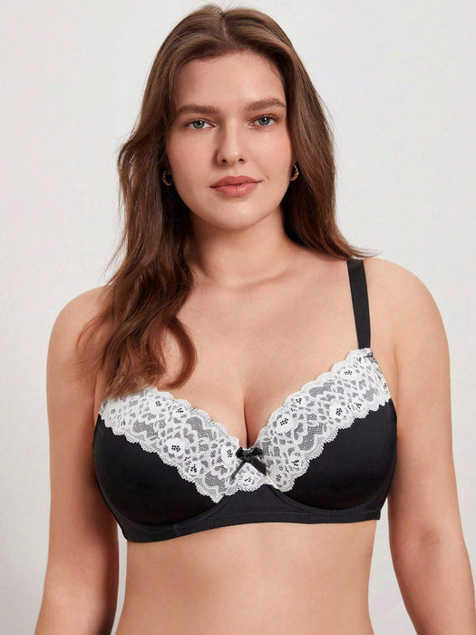 Shein 2 pares de Sujetador con aros y encaje en contraste DesireSculpt Plus - Quierox - Tienda Online