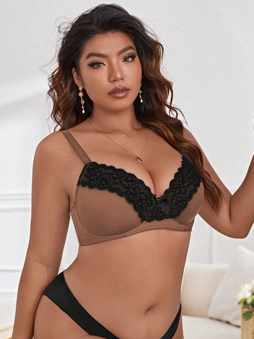 Shein 2 pares de Sujetador con aros y encaje en contraste DesireSculpt Plus - Quierox - Tienda Online