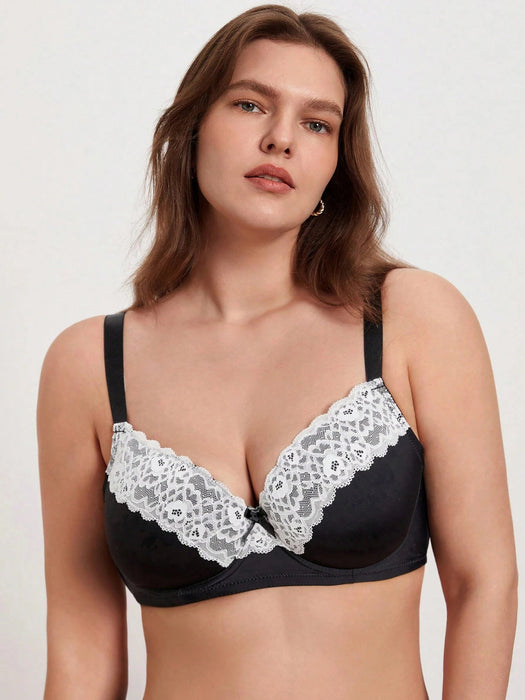 Shein 2 pares de Sujetador con aros y encaje en contraste DesireSculpt Plus - Quierox - Tienda Online