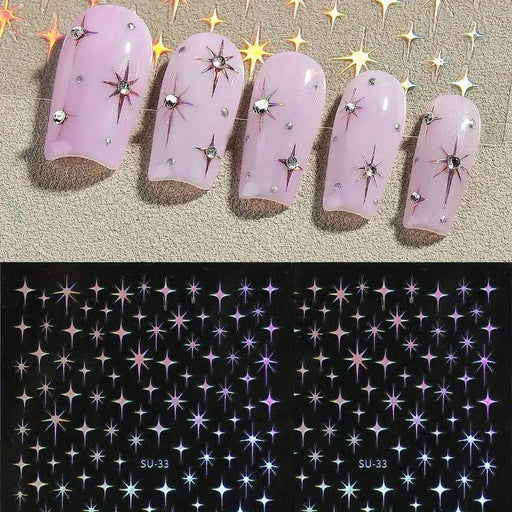 SHEIN 2 Piezas de Calcomanías Láser Starburst para Uñas - Quierox - Tienda Online