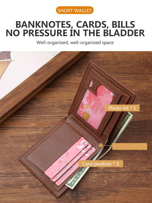 Shein 2 piezas de Cartera corta de cuero sintético para hombre negra y marron - Quierox - Tienda Online