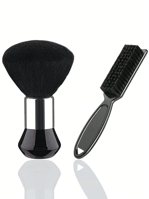 Shein 2 piezas de cepillo de peluquería negro y cepillo suave de afeitar con mango de ABS negro - Quierox - Tienda Online