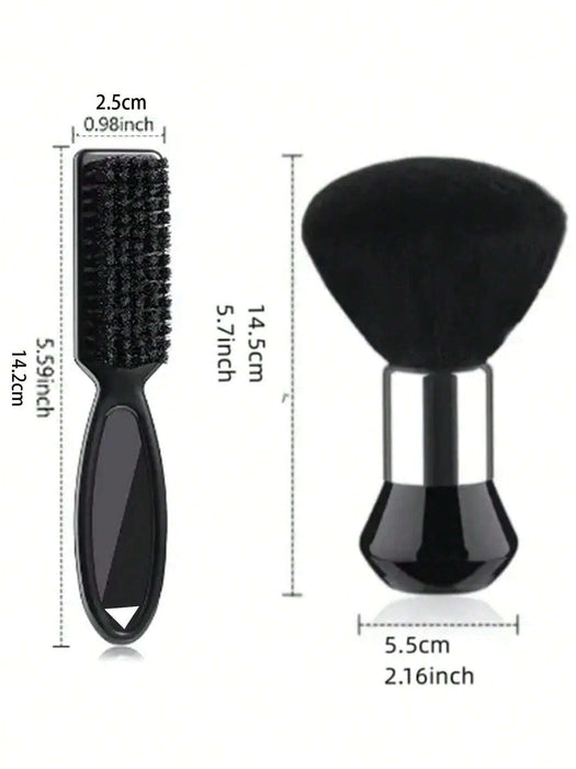 Shein 2 piezas de cepillo de peluquería negro y cepillo suave de afeitar con mango de ABS negro - Quierox - Tienda Online